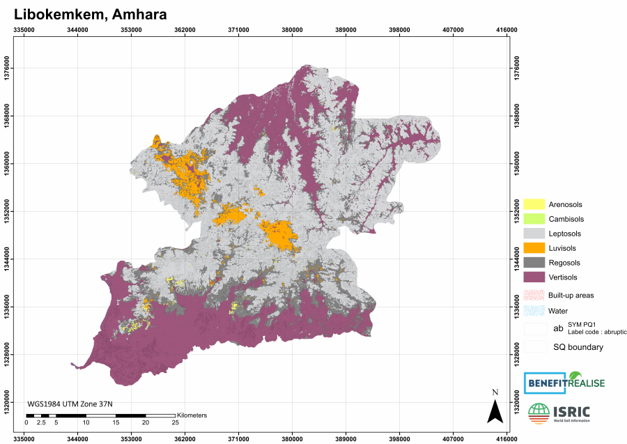 Semi-detailed soil class map of Libokemkem woreda (reference soil groups with 1 principal and 3 supplementary qualifiers)